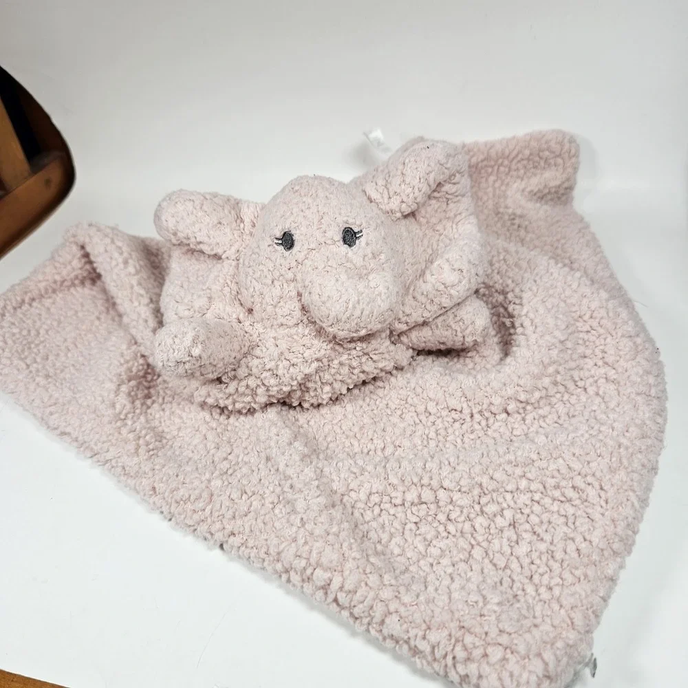Modern Baby Pink Elephant Snuggle Blankie Lovey Plush Security Blanket